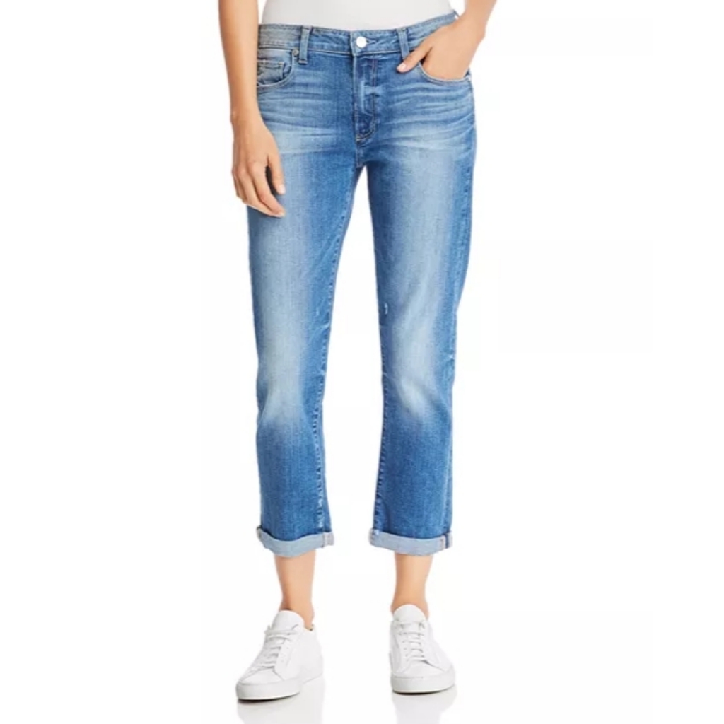 Paige Women's Brigitte Boyfriend Jeans In Madera Wash Blue Stretch Denim Size 30